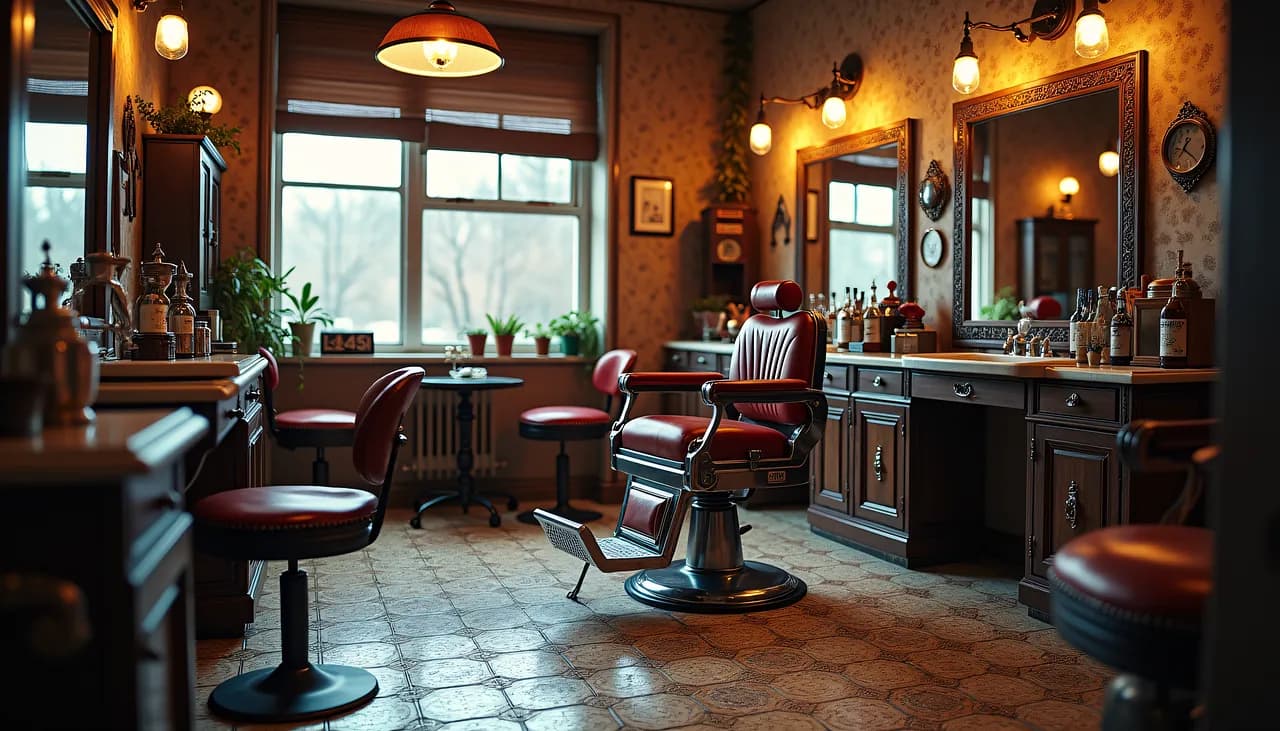 Modern barbershop interior with professional styling stations